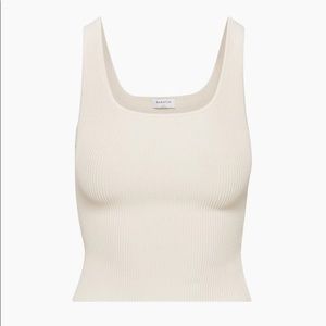 Aritzia Babaton Sculpt Knit Squareneck Tank in Matte Pearl XS
